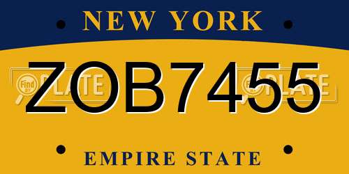 ZOB7455 New York License Plate