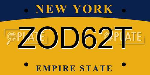 ZOD62T New York License Plate
