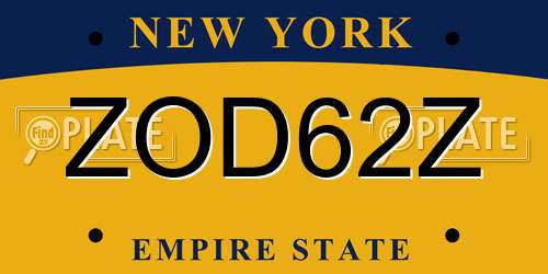 ZOD62Z New York License Plate