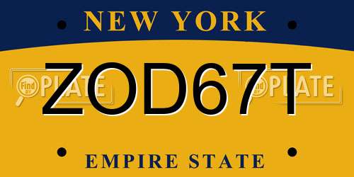 ZOD67T New York License Plate