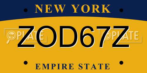 ZOD67Z New York License Plate