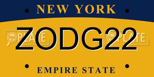 ZODG22 New York License Plate