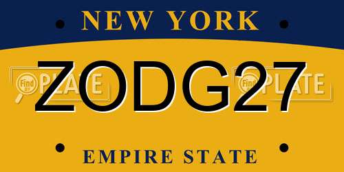 ZODG27 New York License Plate