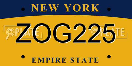 ZOG225 New York License Plate