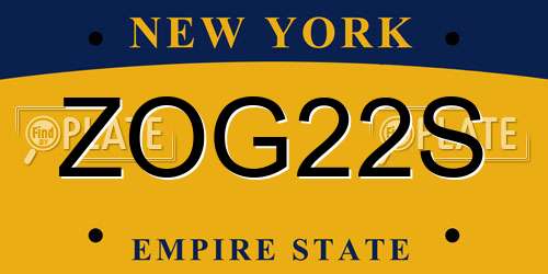 ZOG22S New York License Plate
