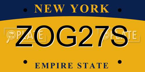 ZOG27S New York License Plate