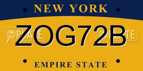ZOG72B New York License Plate