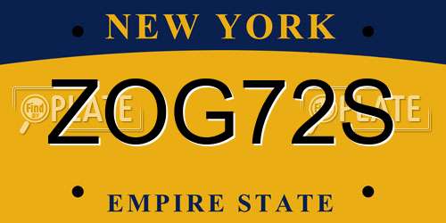 ZOG72S New York License Plate
