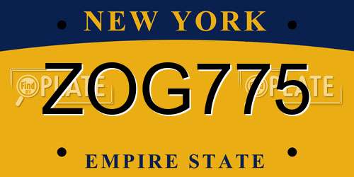 ZOG775 New York License Plate