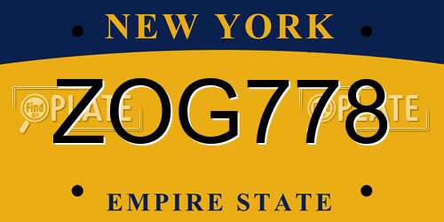 ZOG778 New York License Plate