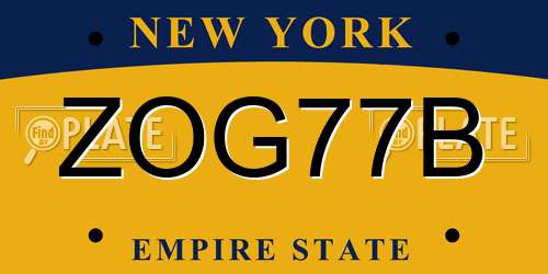 ZOG77B New York License Plate