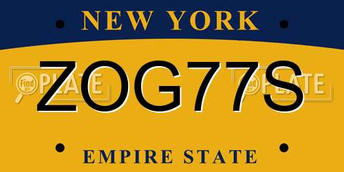 ZOG77S New York License Plate