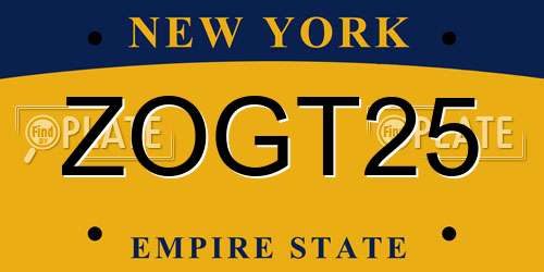 ZOGT25 New York License Plate
