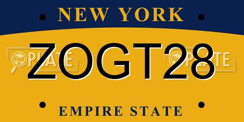 ZOGT28 New York License Plate