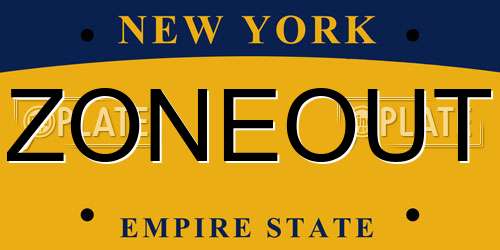 ZONEOUT New York License Plate