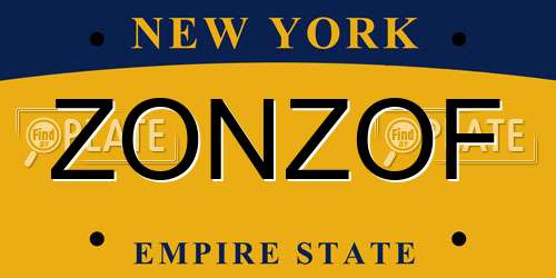 ZONZOF New York License Plate