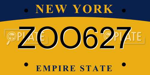 ZOO627 New York License Plate