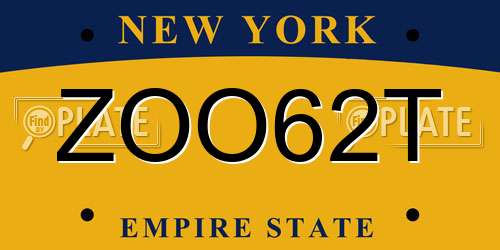 ZOO62T New York License Plate