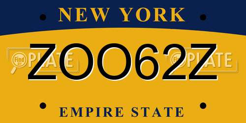 ZOO62Z New York License Plate