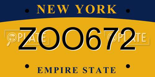 ZOO672 New York License Plate