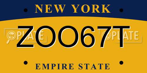 ZOO67T New York License Plate