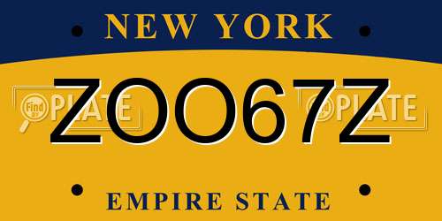 ZOO67Z New York License Plate