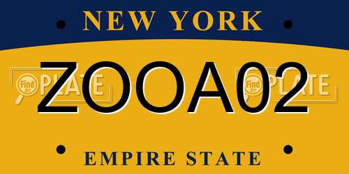 ZOOA02 New York License Plate