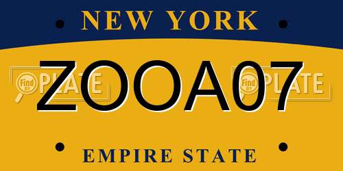 ZOOA07 New York License Plate