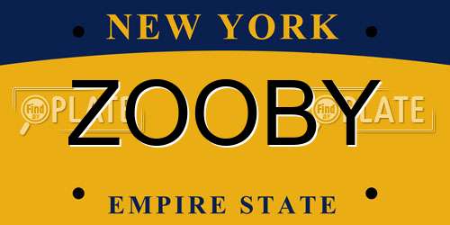 ZOOBY New York License Plate