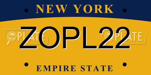 ZOPL22 New York License Plate