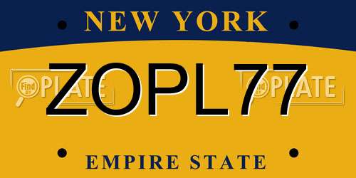 ZOPL77 New York License Plate
