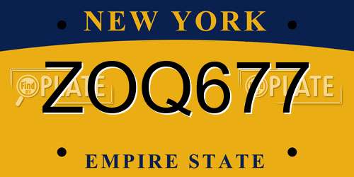 ZOQ677 New York License Plate