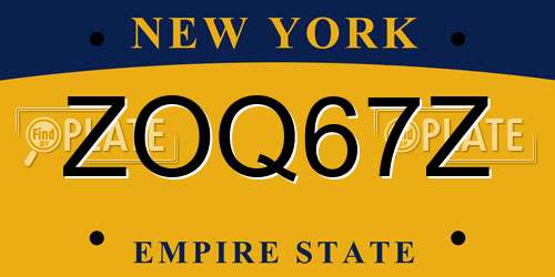 ZOQ67Z New York License Plate