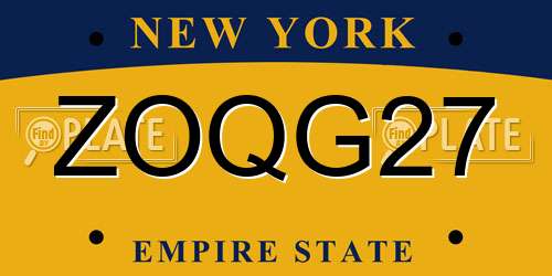 ZOQG27 New York License Plate
