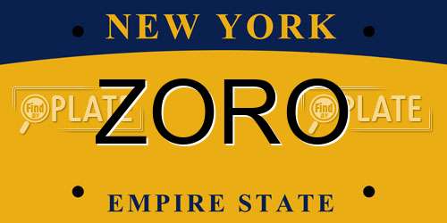 ZORO New York License Plate