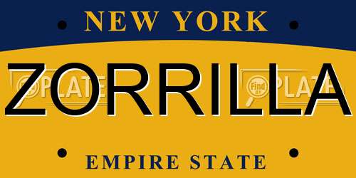 ZORRILLA New York License Plate