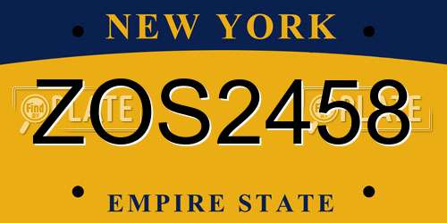 ZOS2458 New York License Plate