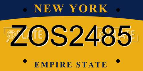 ZOS2485 New York License Plate