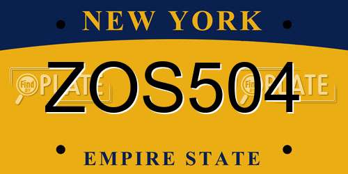 ZOS504 New York License Plate