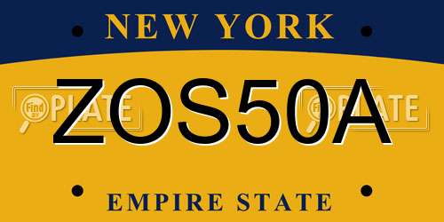 ZOS50A New York License Plate