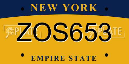 ZOS653 New York License Plate