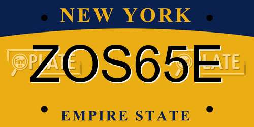 ZOS65E New York License Plate