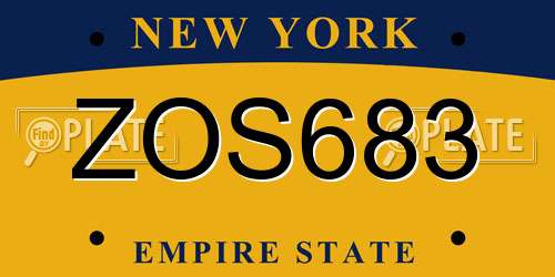 ZOS683 New York License Plate