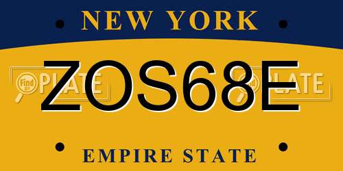 ZOS68E New York License Plate