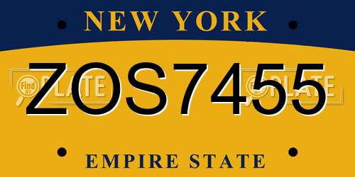 ZOS7455 New York License Plate