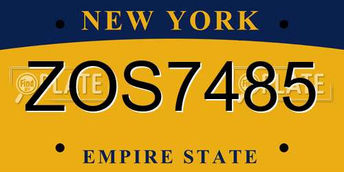 ZOS7485 New York License Plate