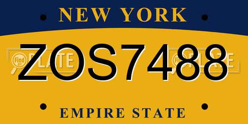 ZOS7488 New York License Plate
