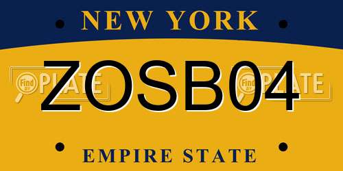 ZOSB04 New York License Plate