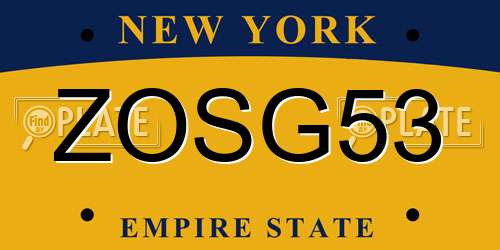 ZOSG53 New York License Plate