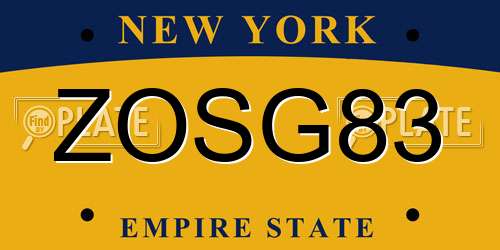 ZOSG83 New York License Plate